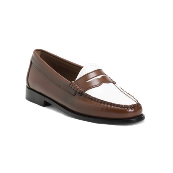 GH BASS Brown/white Leather Whitney Weejun Loafers - Picture 1 of 2